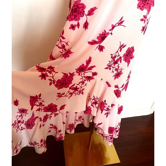 CECE Secret Blush Floral Spring Bouquet Ruffled Hi Low Maxi Dress Sz M - Picture 6 of 16